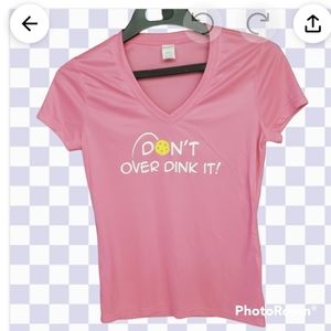 Womens NWOT Pickleball V Neck Shirt UPF 50+ "DON'T OVER DINK IT" Small